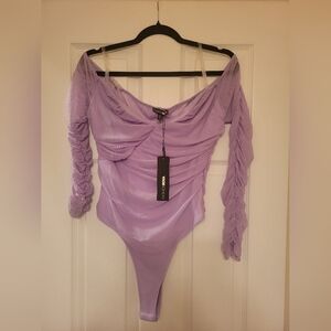 Fashion Nova Lilac Off-Shoulder Bodysuit